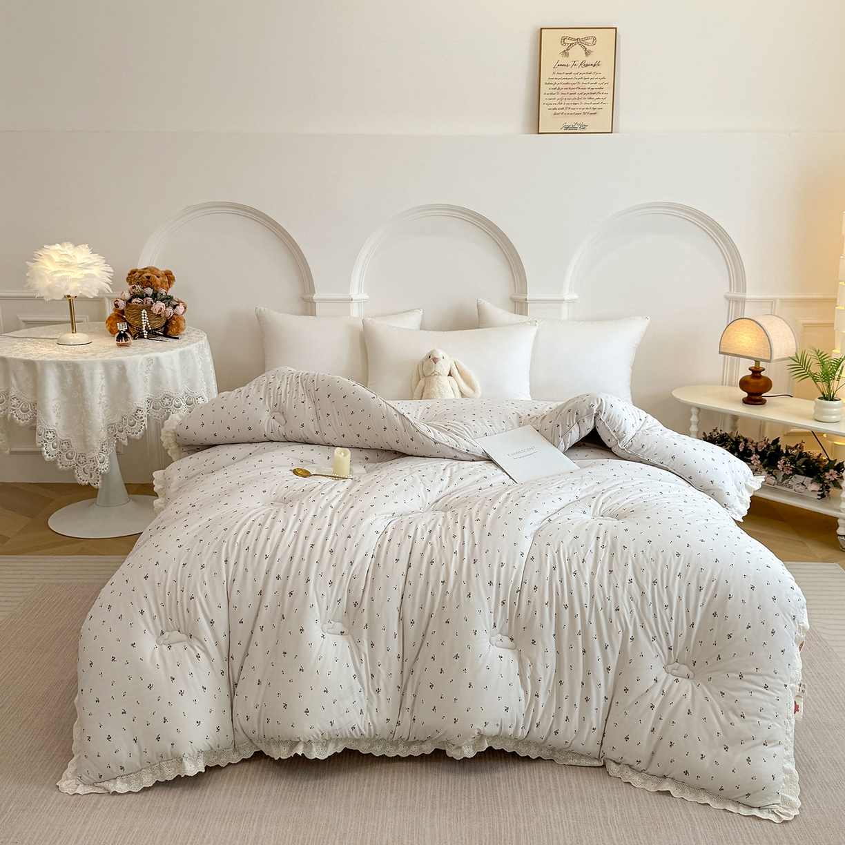 缔锦家纺 2025新款全棉花边提花被被子被芯 寻意