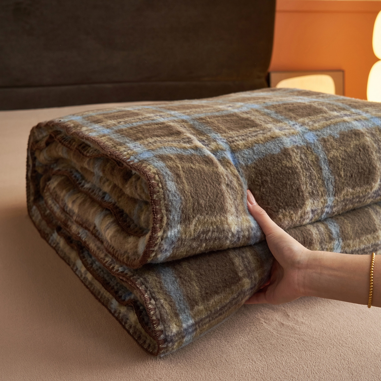 91家纺网 家纺一手货源 找家纺 寐绸家纺 2025新款230g双层羊绒牛奶绒毛毯 双层毛毯-维系咖格