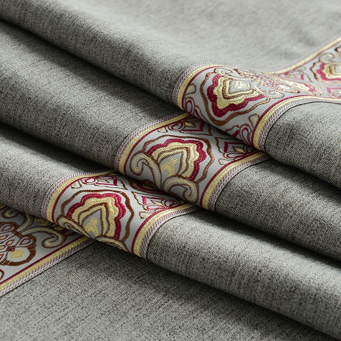 91家纺网 家纺一手货源 找家纺 万花酒店布草 2025新款纯色双拼织带床尾巾 织带灰