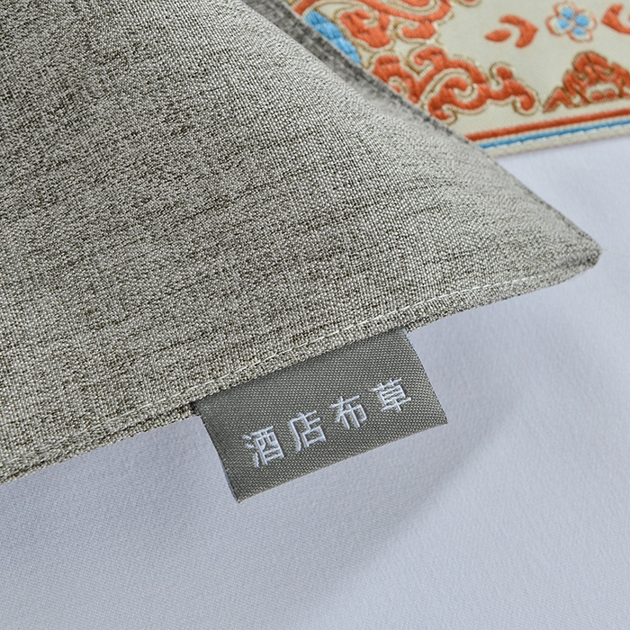 91家纺网 家纺一手货源 找家纺 万花酒店布草 2025新款纯色双拼织带床尾巾 双拼橙+灰