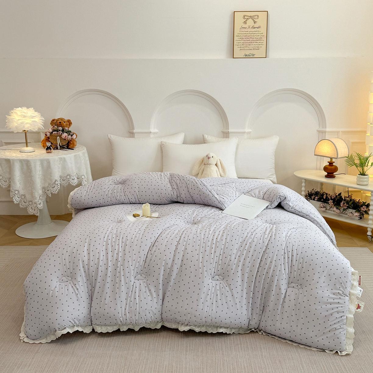 缔锦家纺 2025新款全棉花边提花被被子被芯 香依兰