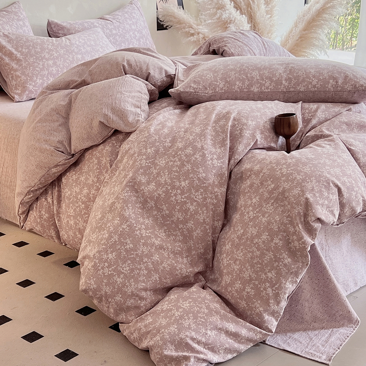 91家纺网 家纺一手货源 找家纺 灿哈家纺 2025新款复古风仿麻四件套 贝莉亚