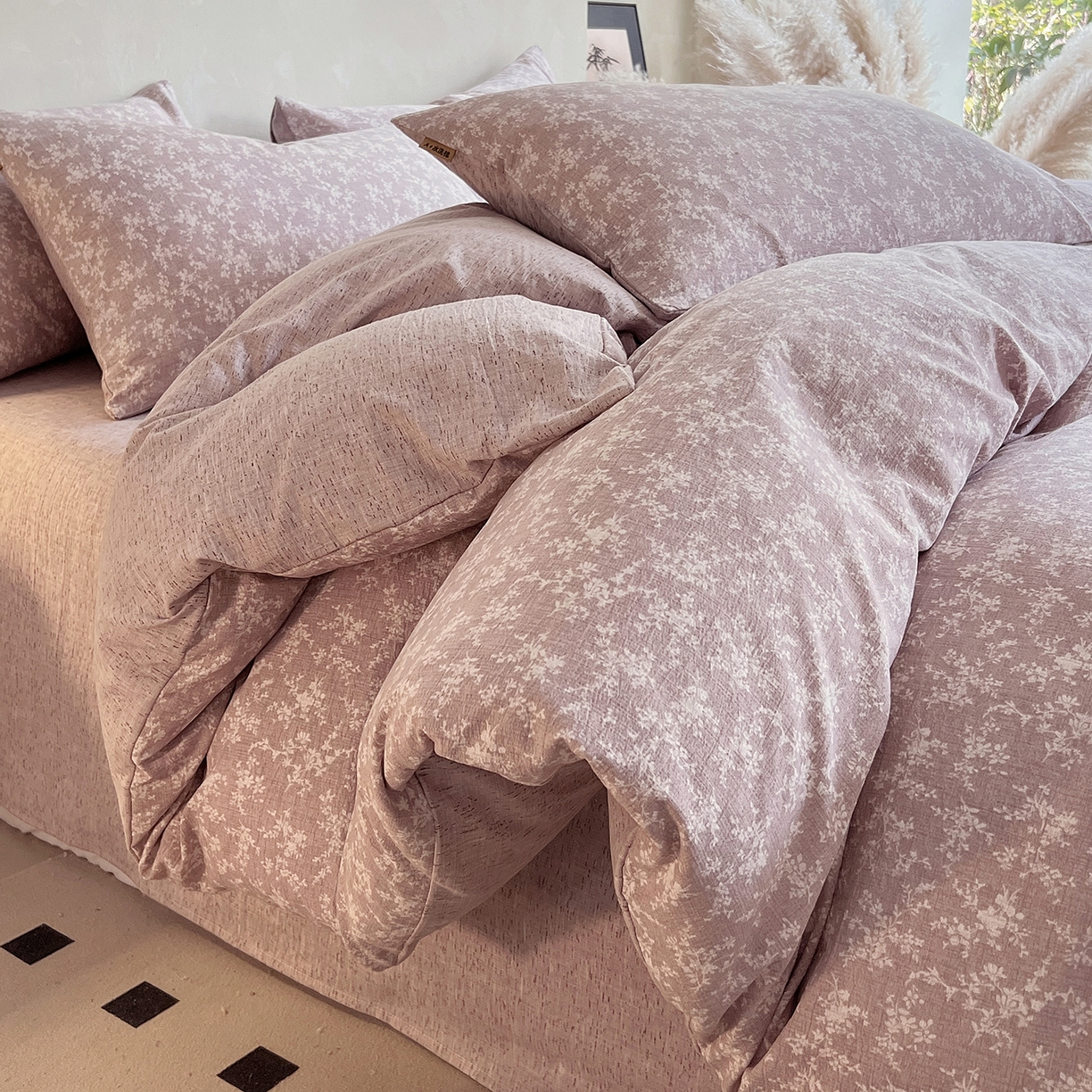 91家纺网 家纺一手货源 找家纺 灿哈家纺 2025新款复古风仿麻四件套 贝莉亚