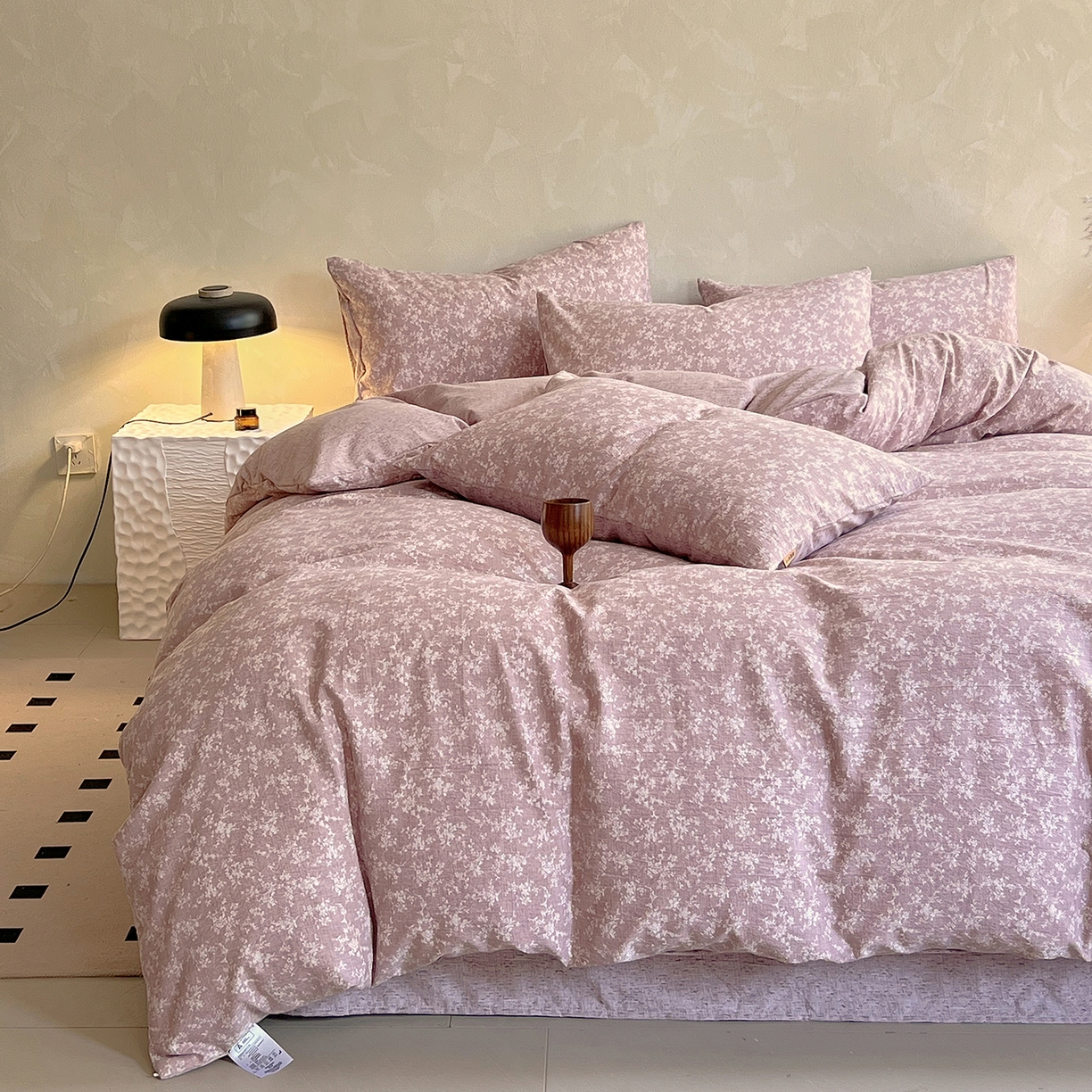 91家纺网 家纺一手货源 找家纺 灿哈家纺 2025新款复古风仿麻四件套 贝莉亚