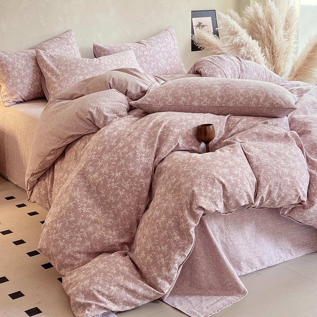 91家纺网 家纺一手货源 找家纺 灿哈家纺 2025新款复古风仿麻四件套 贝莉亚