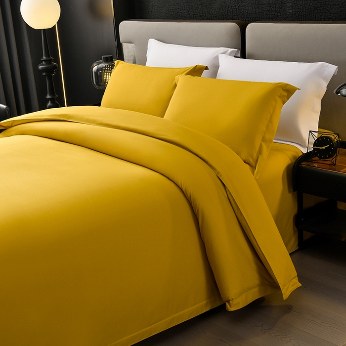 91家纺网 家纺一手货源 找家纺 万花酒店布草 2025新款酒店民宿专用四件套 黄色中厚款