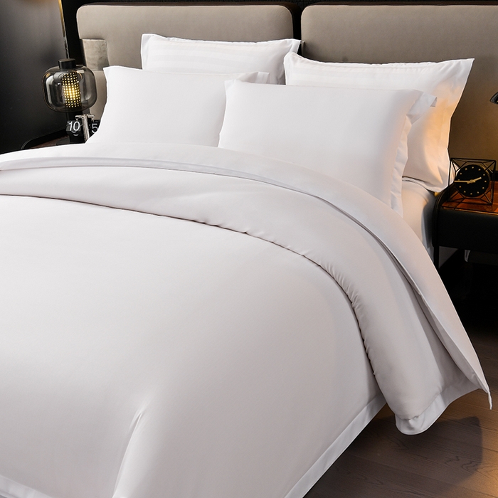 91家纺网 家纺一手货源 找家纺 万花酒店布草 2025新款酒店民宿专用四件套 纯白色普通款