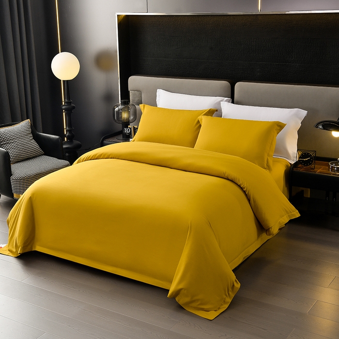 91家纺网 家纺一手货源 找家纺 万花酒店布草 2025新款酒店民宿专用四件套 黄色中厚款