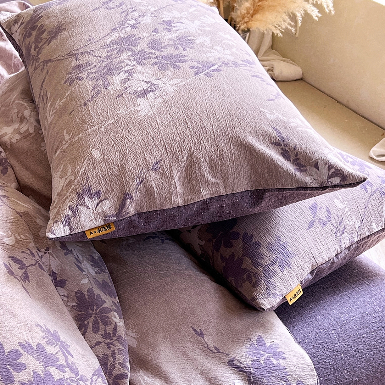 91家纺网 家纺一手货源 找家纺 灿哈家纺 2025新款复古风仿麻四件套 花影