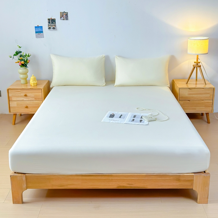 91家纺网 家纺一手货源 找家纺 佑佳家纺 2025年新款铂金棉芦荟棉单床笠，有配套枕套「支持定制各种尺寸」 象牙白