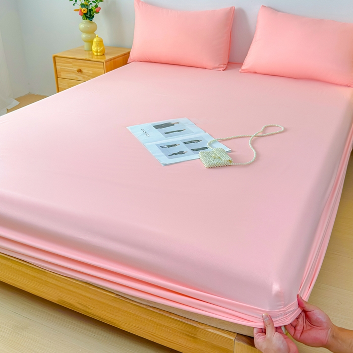 91家纺网 家纺一手货源 找家纺 佑佳家纺 2025年新款铂金棉芦荟棉单床笠，有配套枕套「支持定制各种尺寸」 新玉色