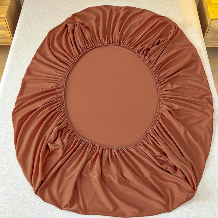 91家纺网 家纺一手货源 找家纺 佑佳家纺 2025年新款铂金棉芦荟棉单床笠，有配套枕套「支持定制各种尺寸」 焦糖色