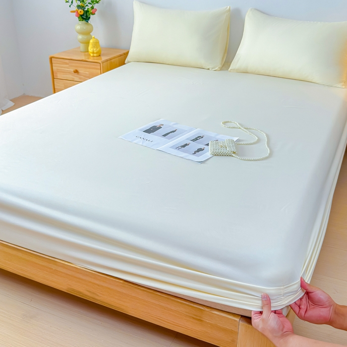 91家纺网 家纺一手货源 找家纺 佑佳家纺 2025年新款铂金棉芦荟棉单床笠，有配套枕套「支持定制各种尺寸」 象牙白