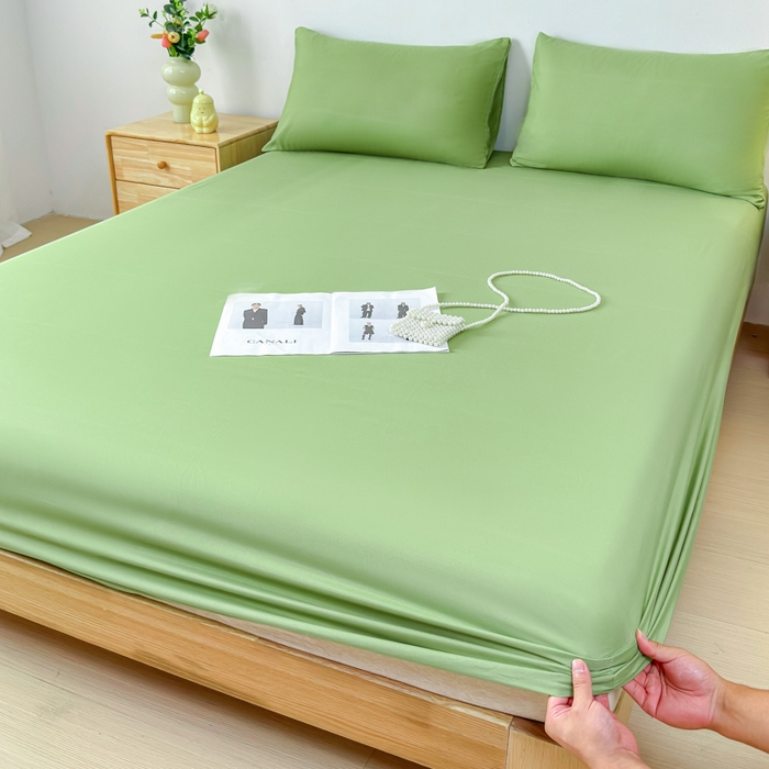 91家纺网 家纺一手货源 找家纺 佑佳家纺 2025年新款铂金棉芦荟棉单床笠，有配套枕套「支持定制各种尺寸」 抹茶绿