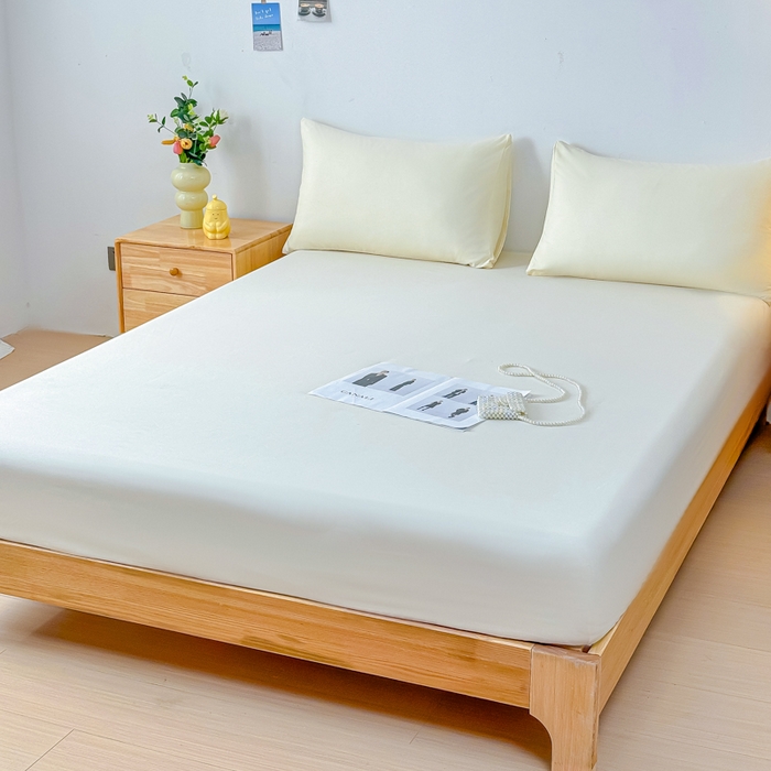 91家纺网 家纺一手货源 找家纺 佑佳家纺 2025年新款铂金棉芦荟棉单床笠，有配套枕套「支持定制各种尺寸」 象牙白