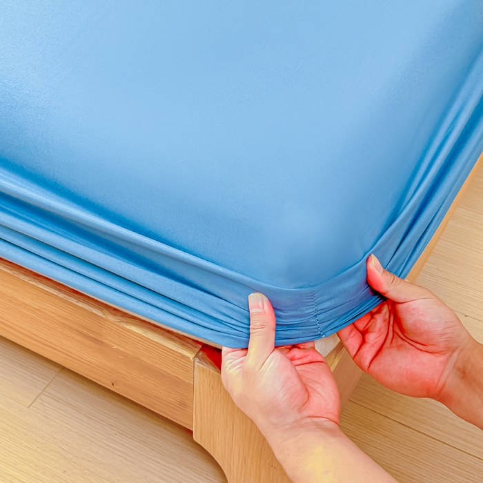 91家纺网 家纺一手货源 找家纺 佑佳家纺 2025年新款铂金棉芦荟棉单床笠，有配套枕套「支持定制各种尺寸」 星光蓝