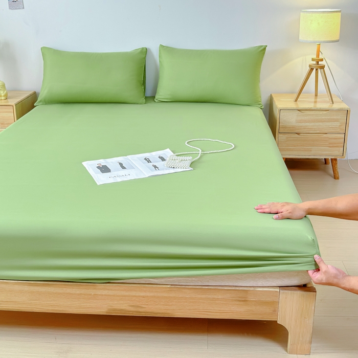 91家纺网 家纺一手货源 找家纺 佑佳家纺 2025年新款铂金棉芦荟棉单床笠，有配套枕套「支持定制各种尺寸」 抹茶绿
