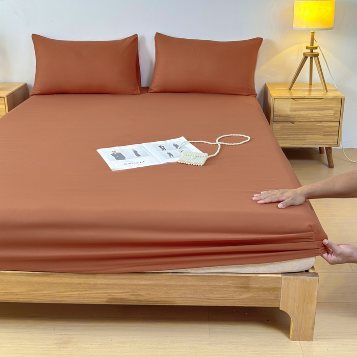 91家纺网 家纺一手货源 找家纺 佑佳家纺 2025年新款铂金棉芦荟棉单床笠，有配套枕套「支持定制各种尺寸」 焦糖色