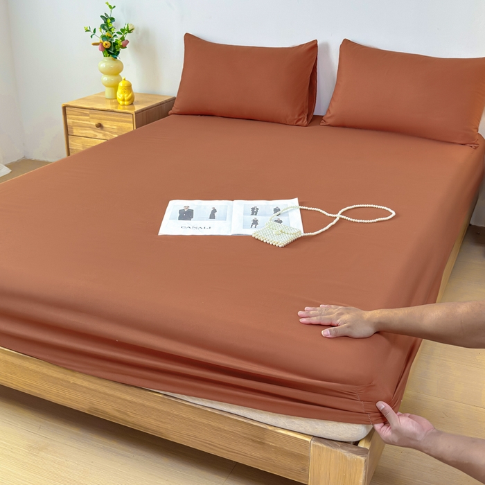 佑佳家纺 2025年新款铂金棉芦荟棉单床笠，有配套枕套「支持定制各种尺寸」 焦糖色