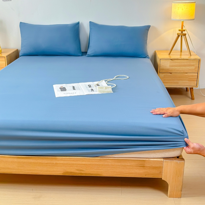 91家纺网 家纺一手货源 找家纺 佑佳家纺 2025年新款铂金棉芦荟棉单床笠，有配套枕套「支持定制各种尺寸」 星光蓝