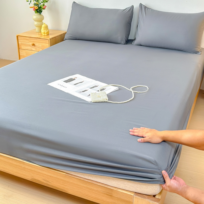 佑佳家纺 2025年新款铂金棉芦荟棉单床笠，有配套枕套「支持定制各种尺寸」 深冬灰