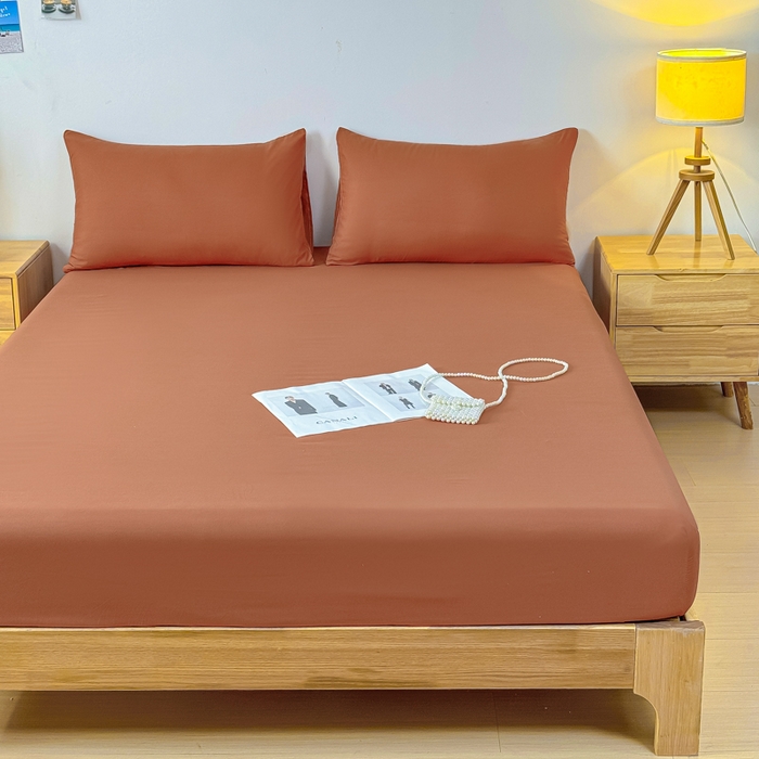 91家纺网 家纺一手货源 找家纺 佑佳家纺 2025年新款铂金棉芦荟棉单床笠，有配套枕套「支持定制各种尺寸」 焦糖色