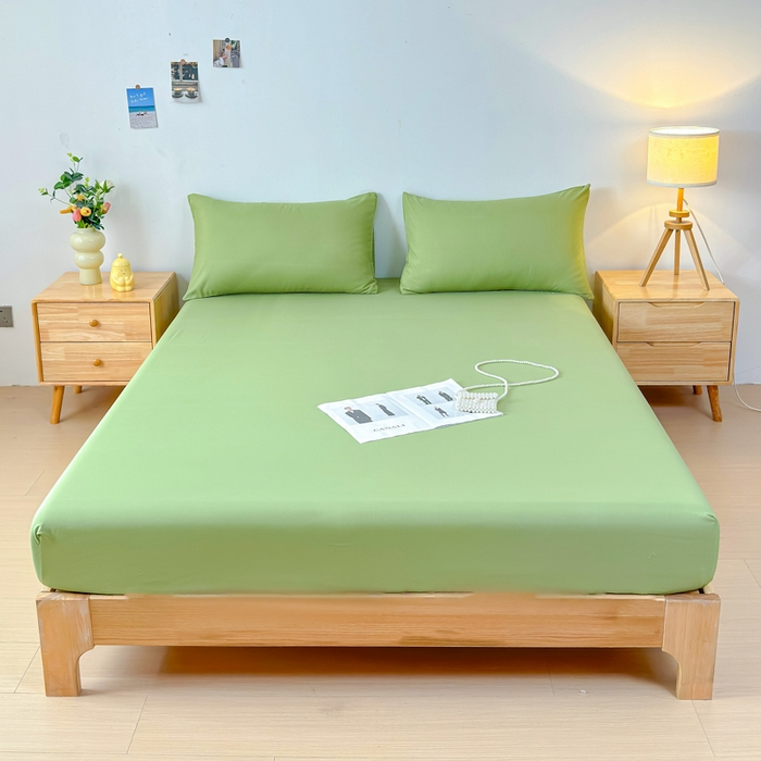 91家纺网 家纺一手货源 找家纺 佑佳家纺 2025年新款铂金棉芦荟棉单床笠，有配套枕套「支持定制各种尺寸」 抹茶绿