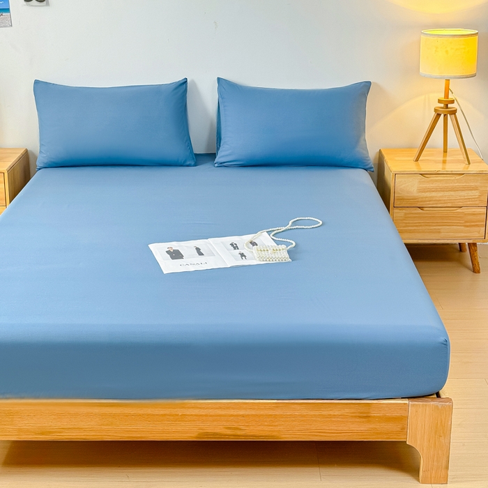 91家纺网 家纺一手货源 找家纺 佑佳家纺 2025年新款铂金棉芦荟棉单床笠，有配套枕套「支持定制各种尺寸」 星光蓝