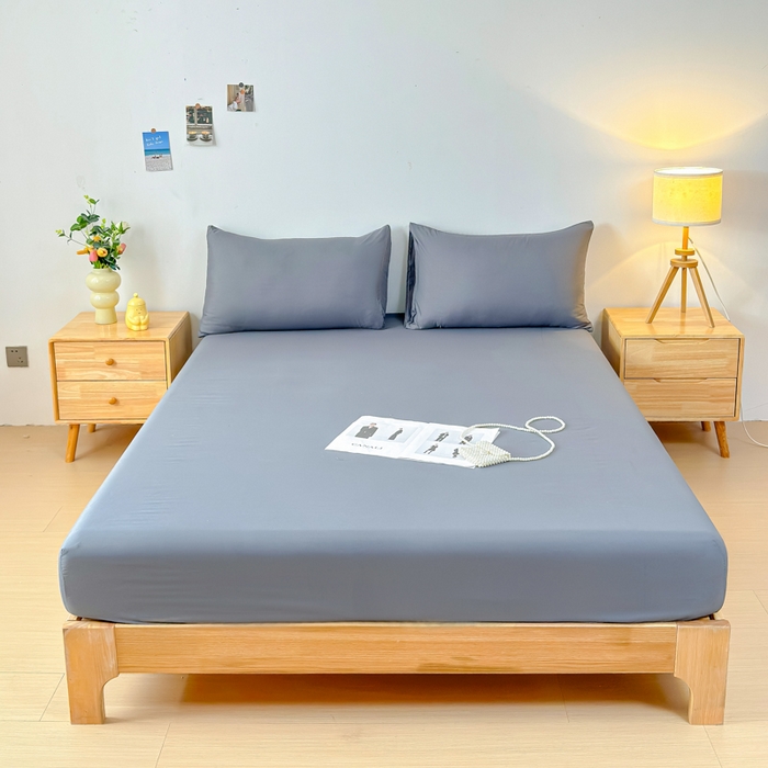 91家纺网 家纺一手货源 找家纺 佑佳家纺 2025年新款铂金棉芦荟棉单床笠，有配套枕套「支持定制各种尺寸」 深冬灰