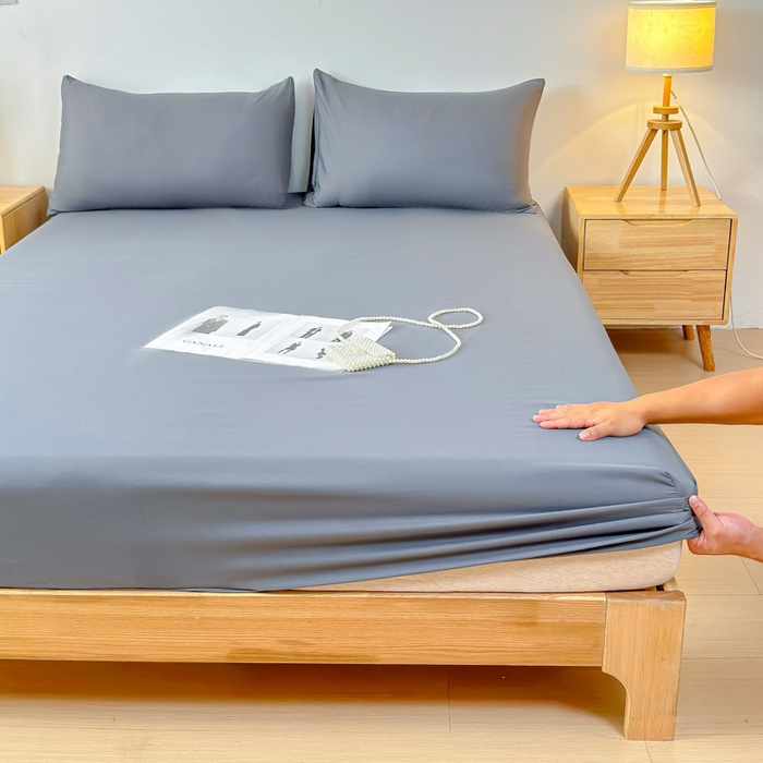 91家纺网 家纺一手货源 找家纺 佑佳家纺 2025年新款铂金棉芦荟棉单床笠，有配套枕套「支持定制各种尺寸」 深冬灰