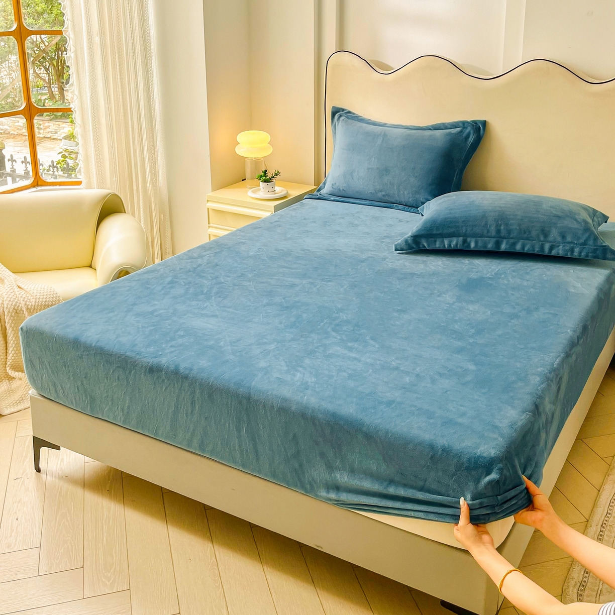 91家纺网 家纺一手货源 找家纺 （总）恬澳家纺 2025新款200g高克重牛奶绒床笠单品床笠单件单床笠