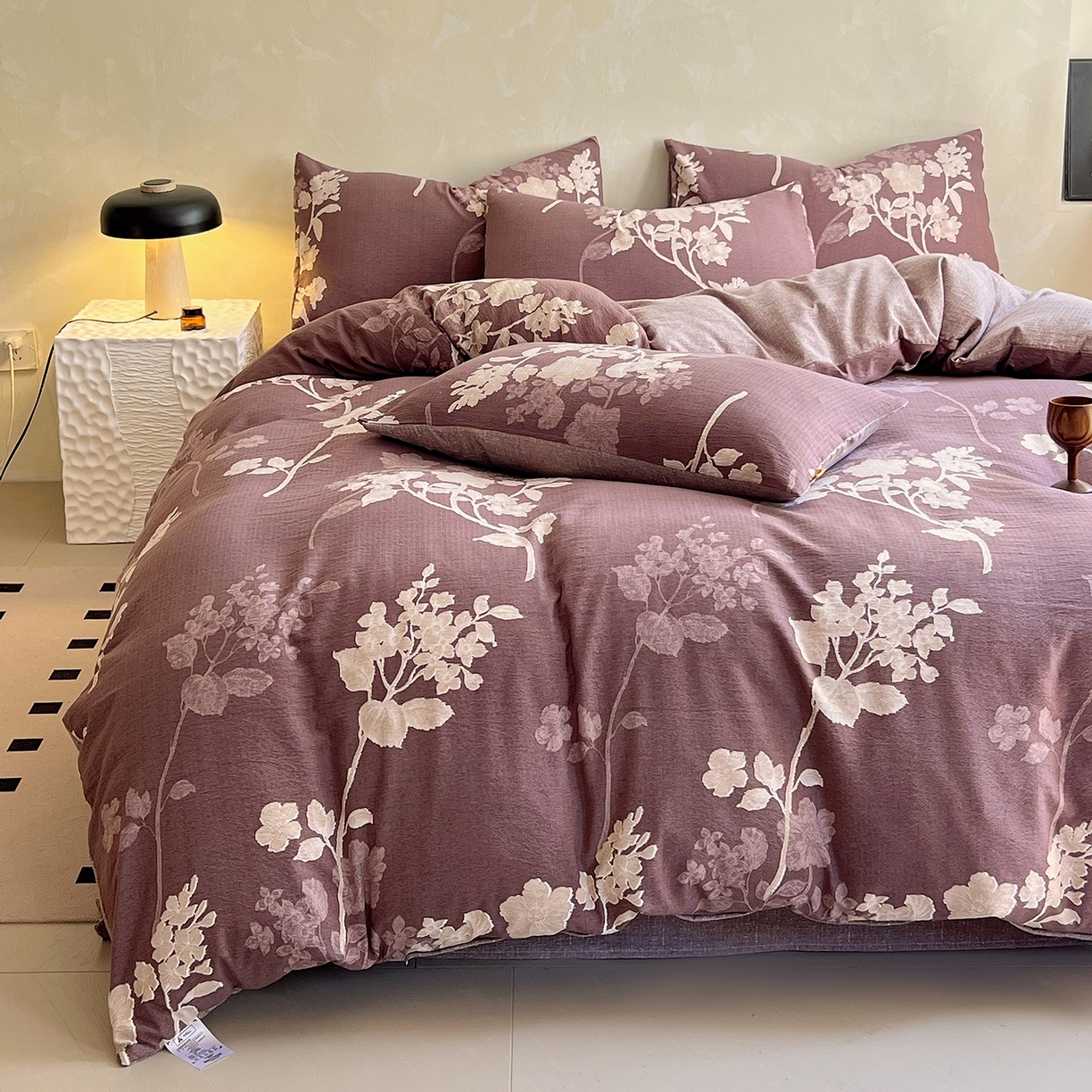 91家纺网 家纺一手货源 找家纺 灿哈家纺 2025新款复古风仿麻四件套 莫兰朵