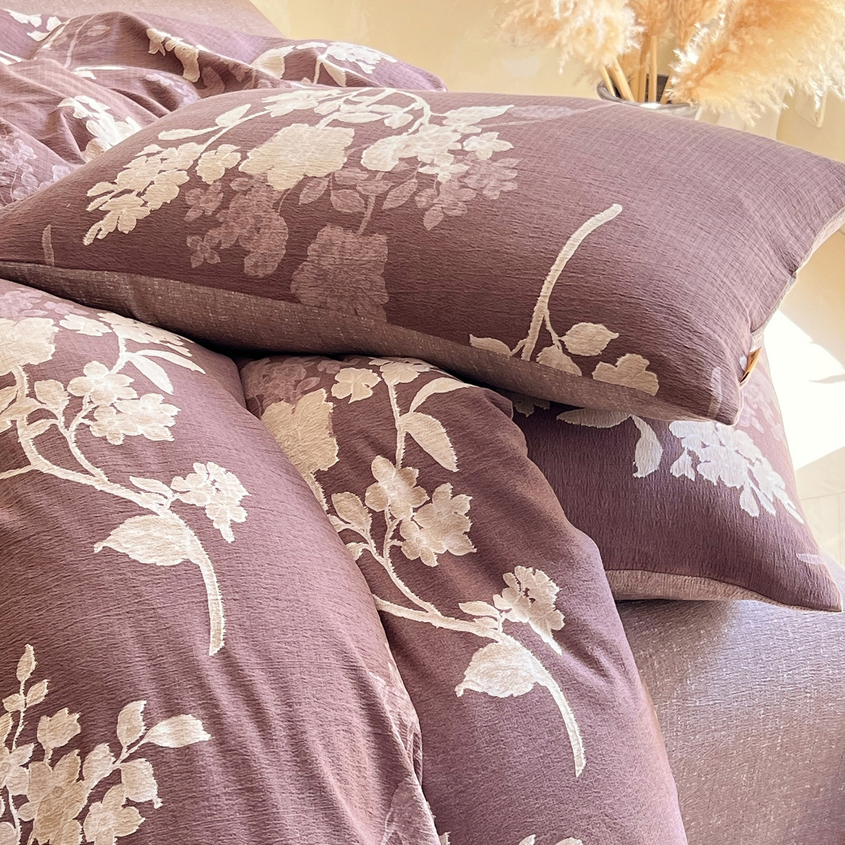 91家纺网 家纺一手货源 找家纺 灿哈家纺 2025新款复古风仿麻四件套 莫兰朵