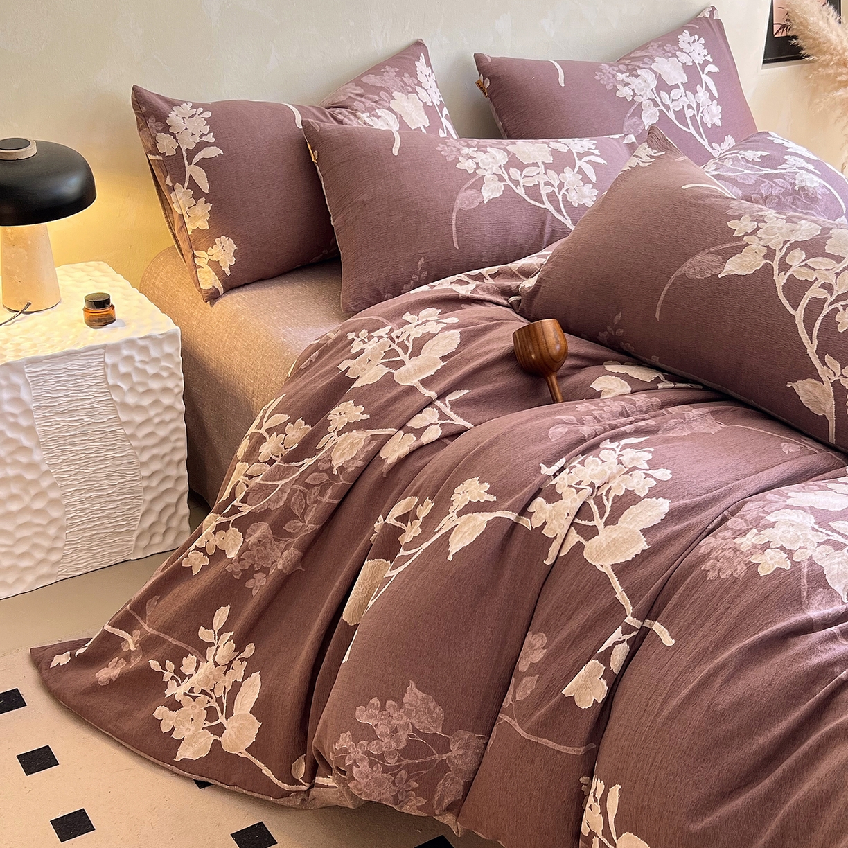 91家纺网 家纺一手货源 找家纺 灿哈家纺 2025新款复古风仿麻四件套 莫兰朵