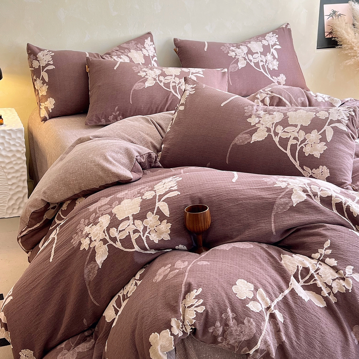 91家纺网 家纺一手货源 找家纺 灿哈家纺 2025新款复古风仿麻四件套 莫兰朵