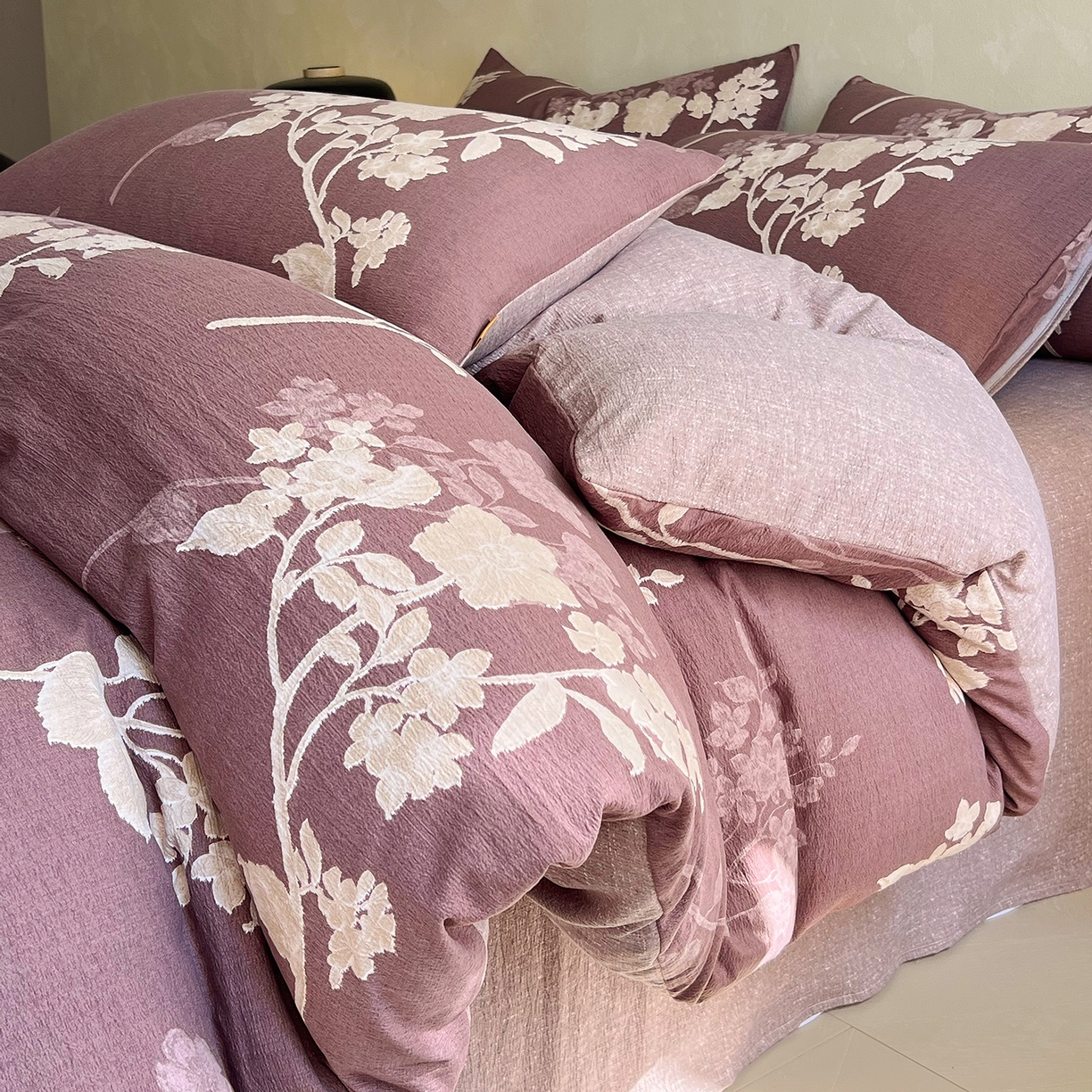 91家纺网 家纺一手货源 找家纺 灿哈家纺 2025新款复古风仿麻四件套 莫兰朵