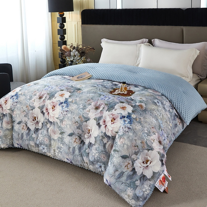 缔锦家纺 2025新款虫草针织养肤豆豆被被子被芯 清风悠悠