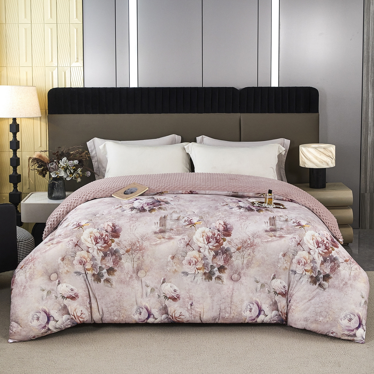 缔锦家纺 2025新款虫草针织养肤豆豆被被子被芯 浪漫粉黛