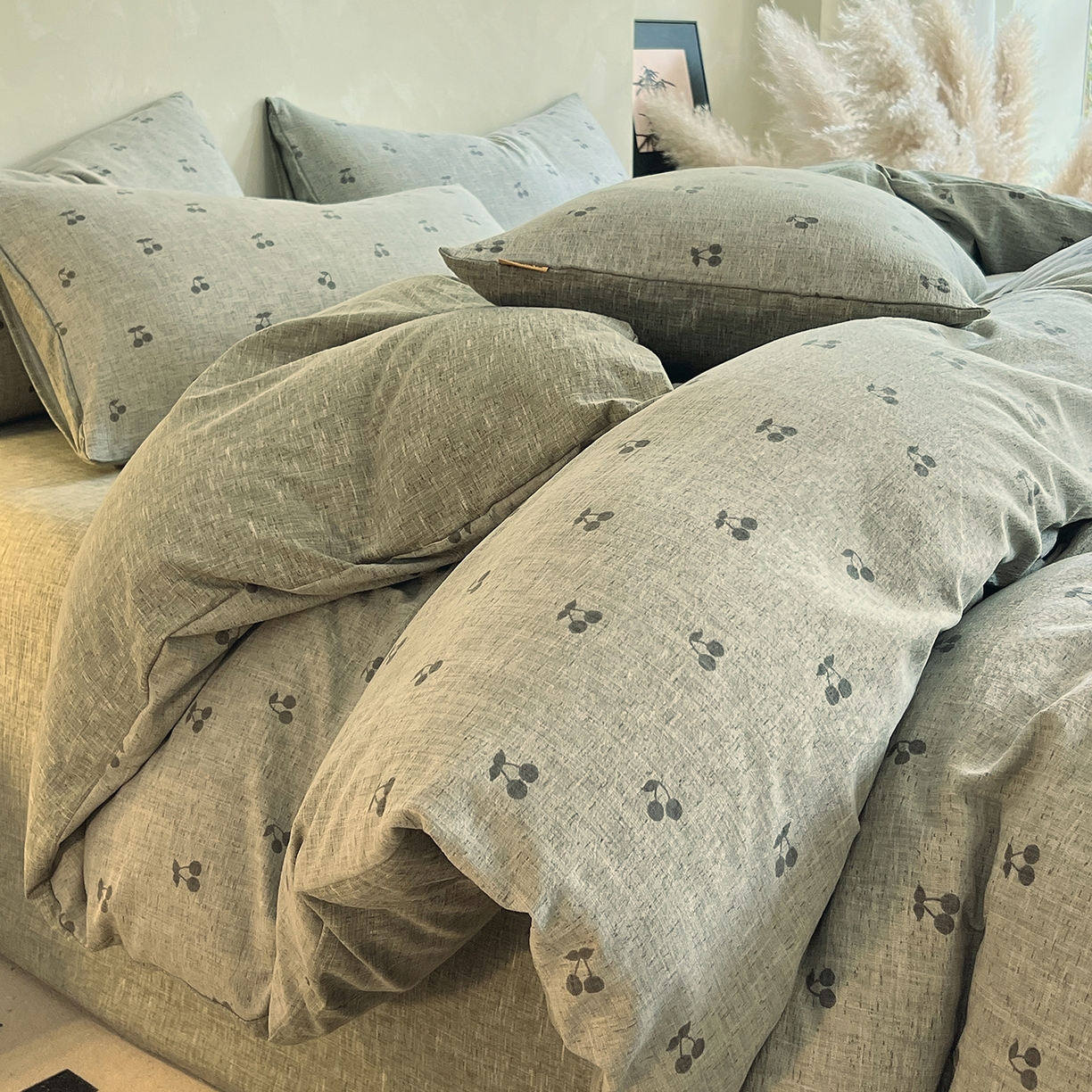 91家纺网 家纺一手货源 找家纺 灿哈家纺 2025新款复古风仿麻四件套 晓雅