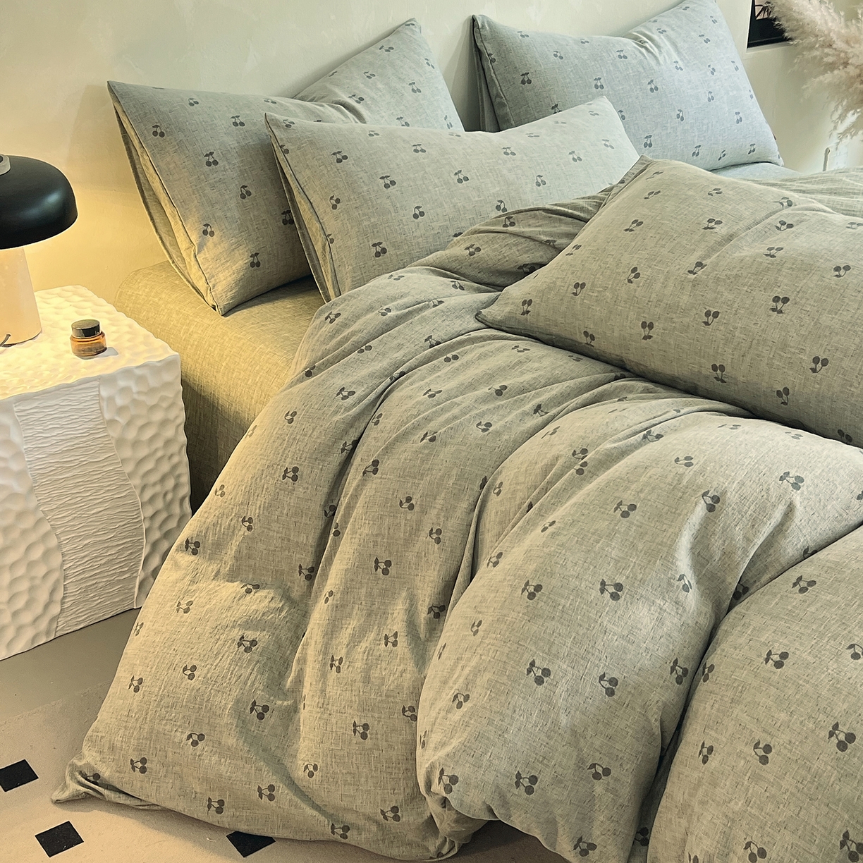 91家纺网 家纺一手货源 找家纺 灿哈家纺 2025新款复古风仿麻四件套 晓雅