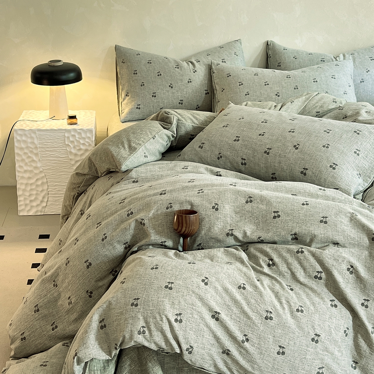 91家纺网 家纺一手货源 找家纺 灿哈家纺 2025新款复古风仿麻四件套 晓雅