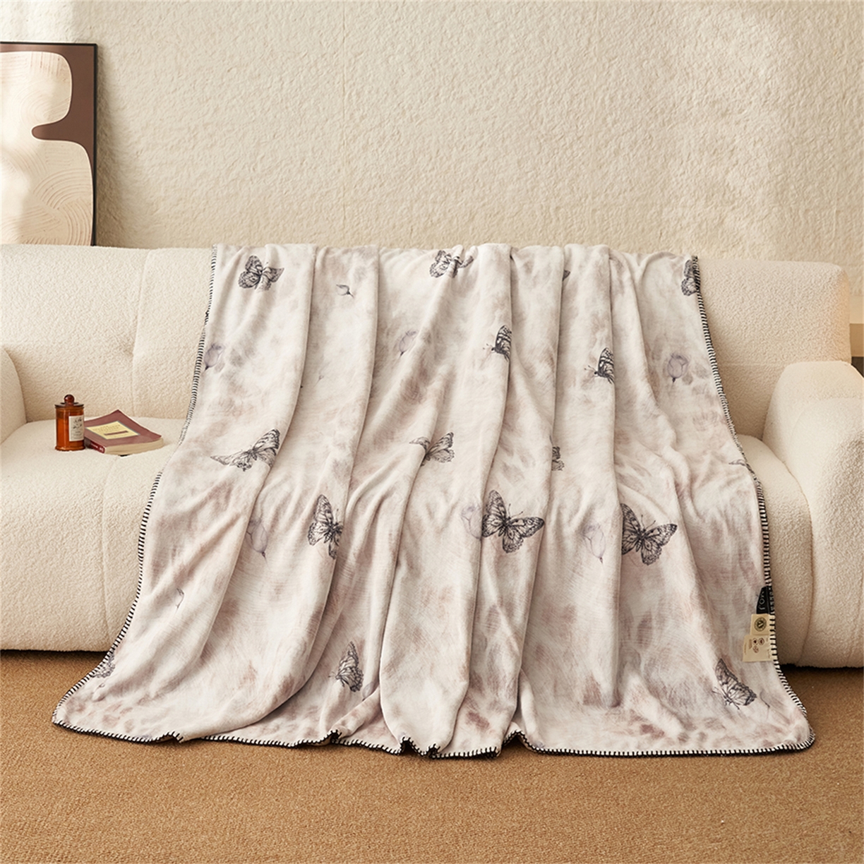 91家纺网 家纺一手货源 找家纺 （总）寐绸家纺 2025新款棉麻风数码印花牛奶绒毛毯