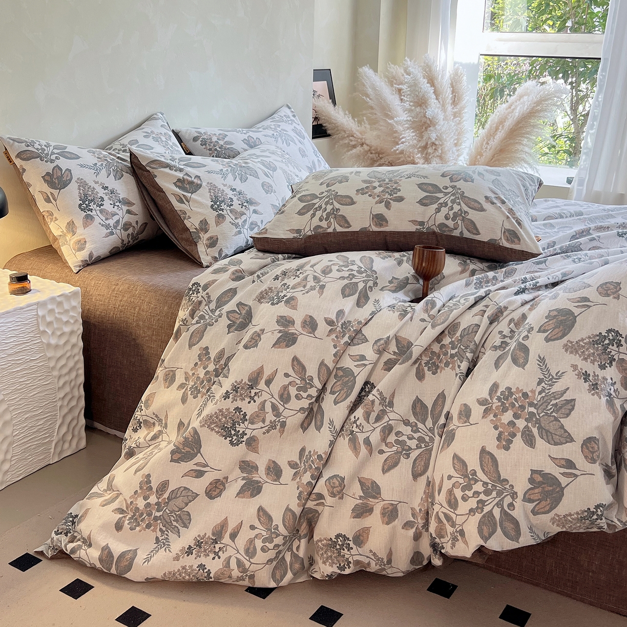 91家纺网 家纺一手货源 找家纺 灿哈家纺 2025新款复古风仿麻四件套 绚烂