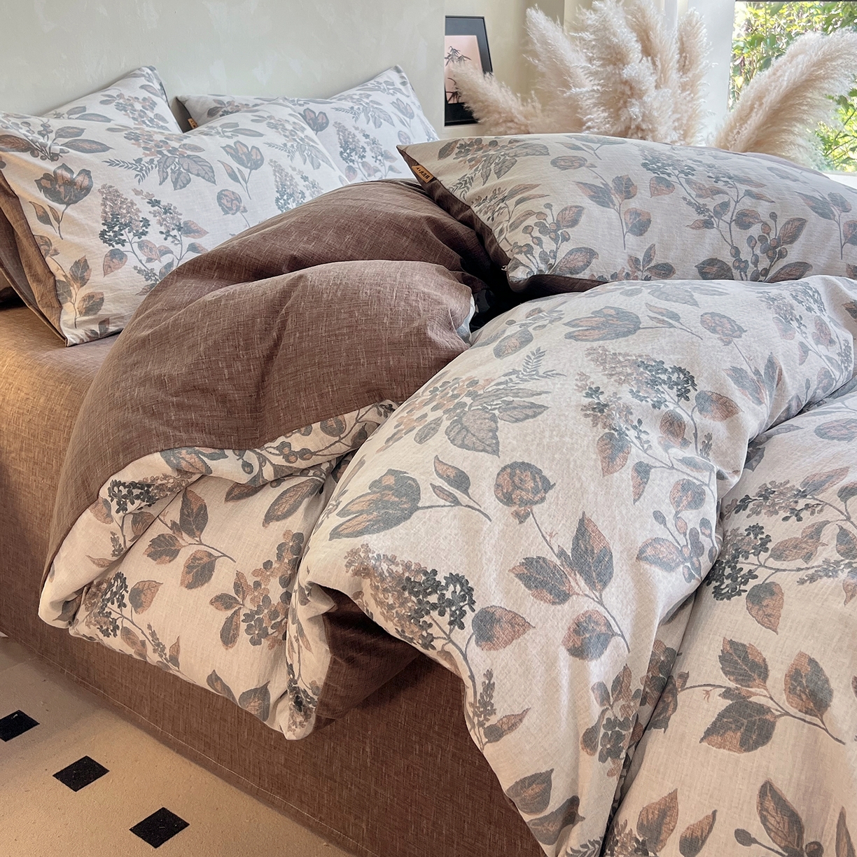 91家纺网 家纺一手货源 找家纺 灿哈家纺 2025新款复古风仿麻四件套 绚烂