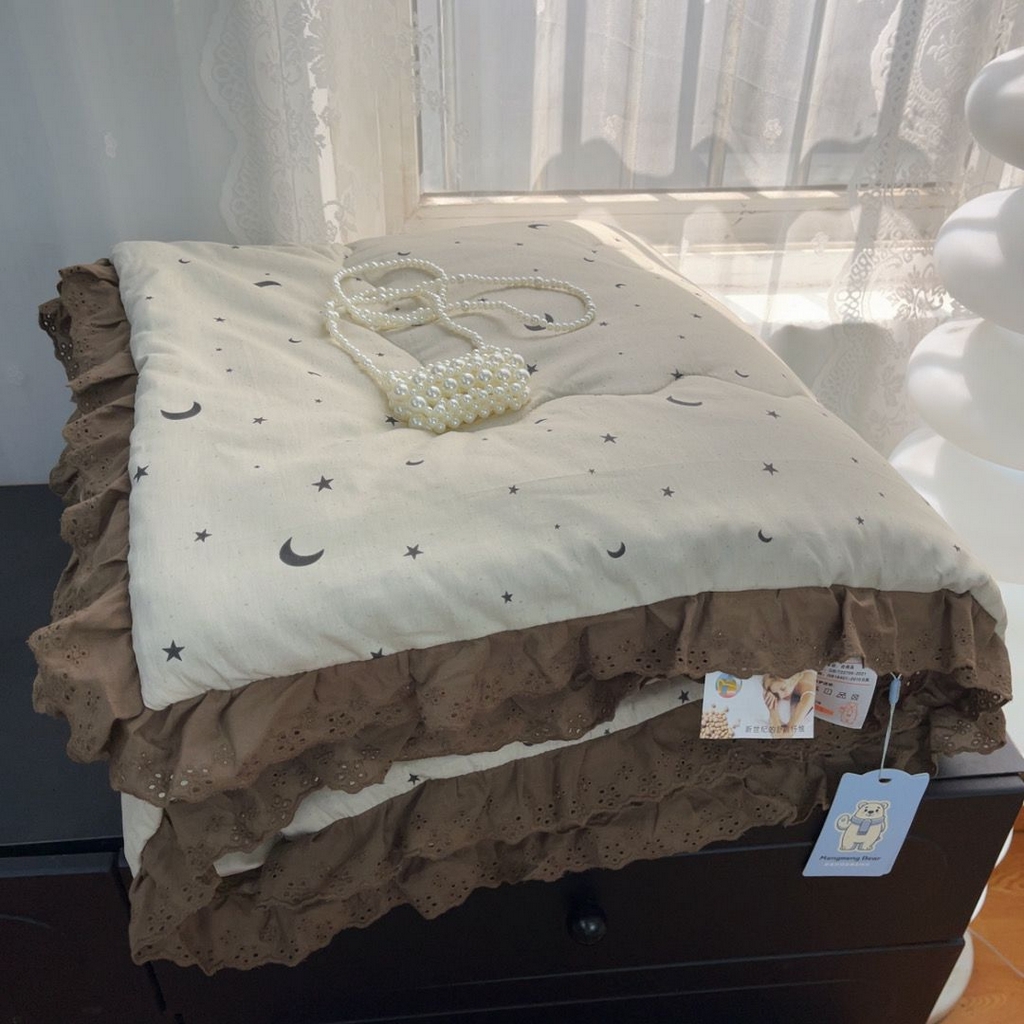 91家纺网 家纺一手货源 找家纺 暖居 2025新款纯棉豆豆被四件套5.7斤春秋被7.1斤冬被+同款砂洗棉花床盖三件套 星月