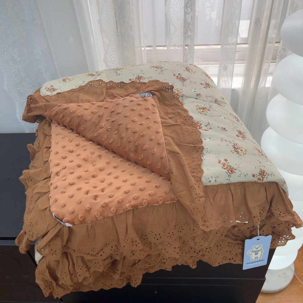 91家纺网 家纺一手货源 找家纺 暖居 2025新款纯棉豆豆被四件套5.7斤春秋被7.1斤冬被+同款砂洗棉花床盖三件套 浅咖