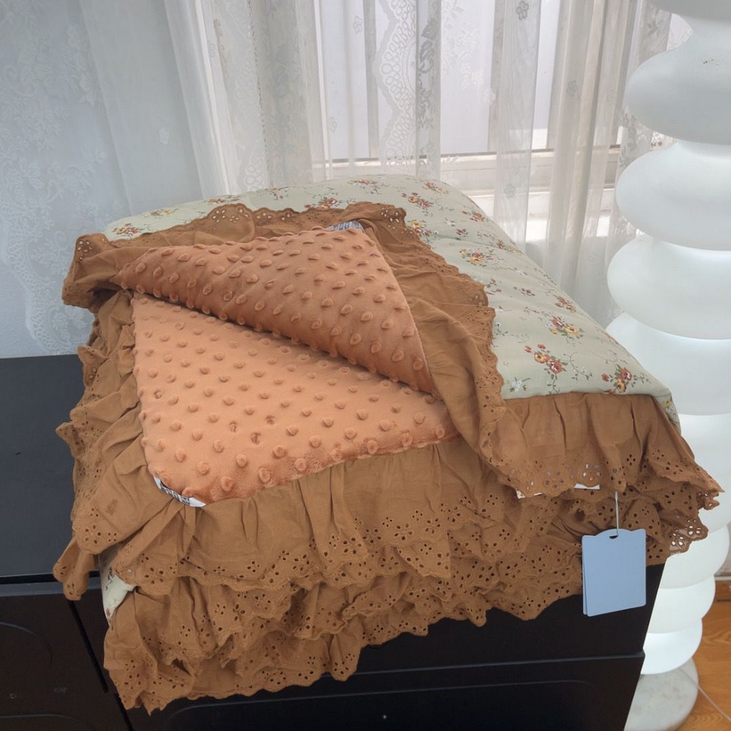 91家纺网 家纺一手货源 找家纺 暖居 2025新款纯棉豆豆被四件套5.7斤春秋被7.1斤冬被+同款砂洗棉花床盖三件套 浅咖