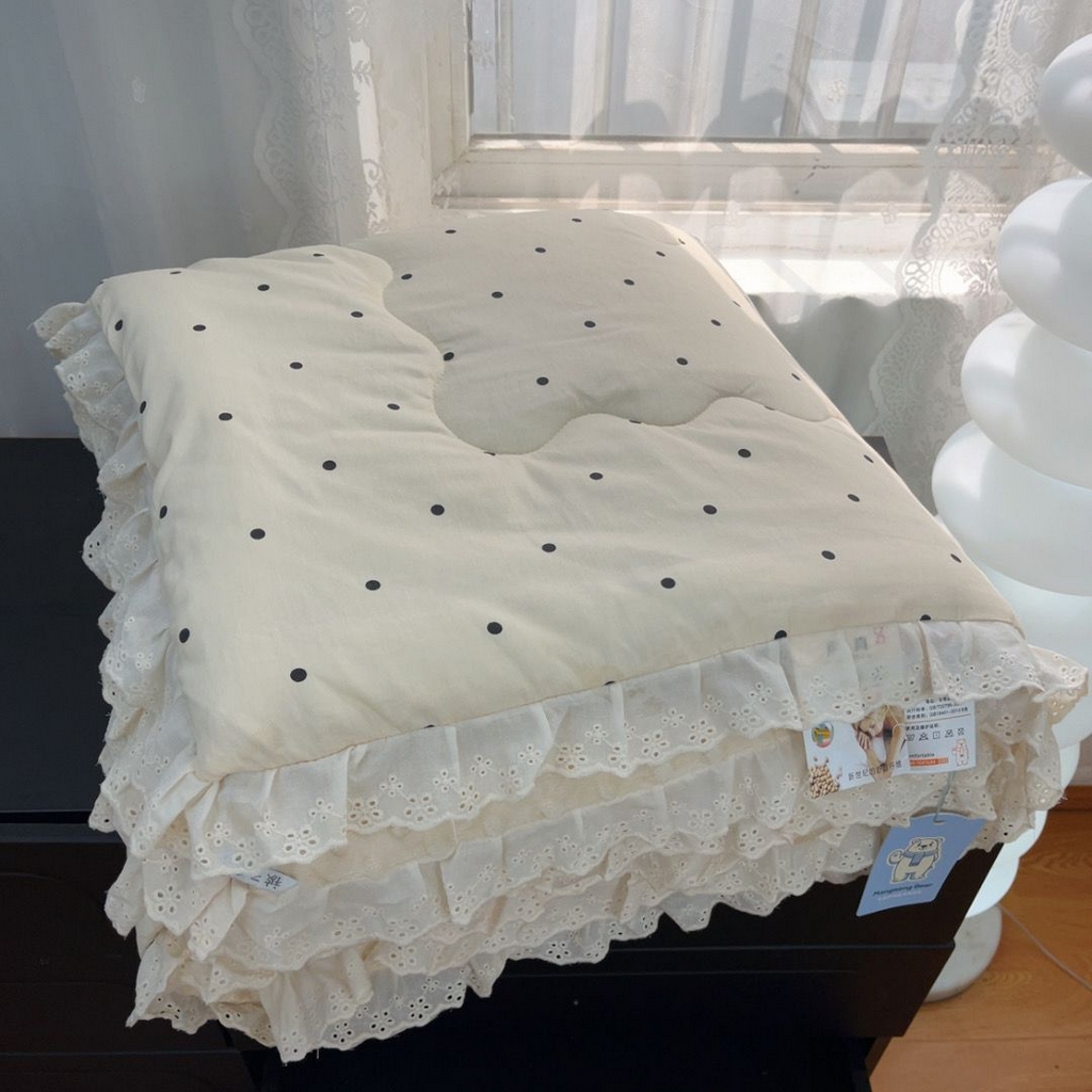 91家纺网 家纺一手货源 找家纺 暖居 2025新款纯棉豆豆被四件套5.7斤春秋被7.1斤冬被+同款砂洗棉花床盖三件套 奶油点点