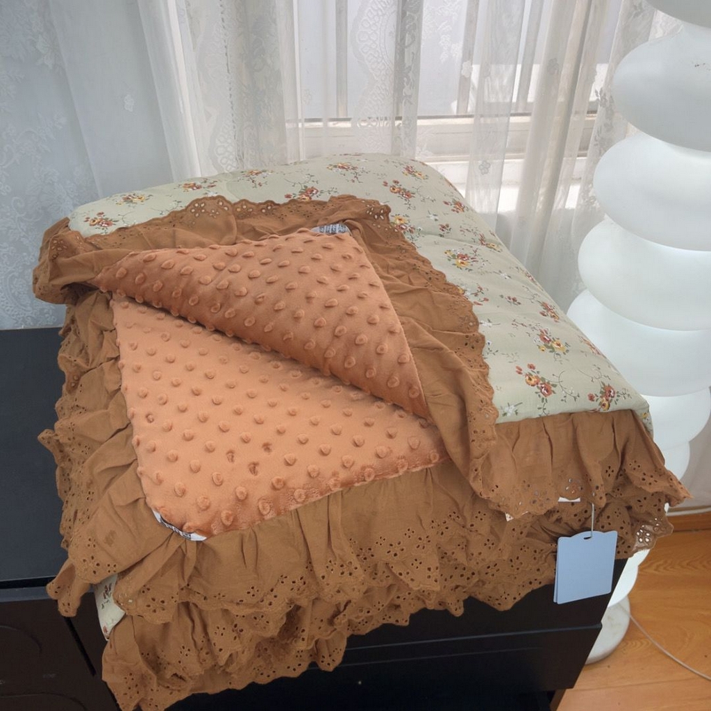 91家纺网 家纺一手货源 找家纺 暖居 2025新款纯棉豆豆被四件套5.7斤春秋被7.1斤冬被+同款砂洗棉花床盖三件套 浅咖