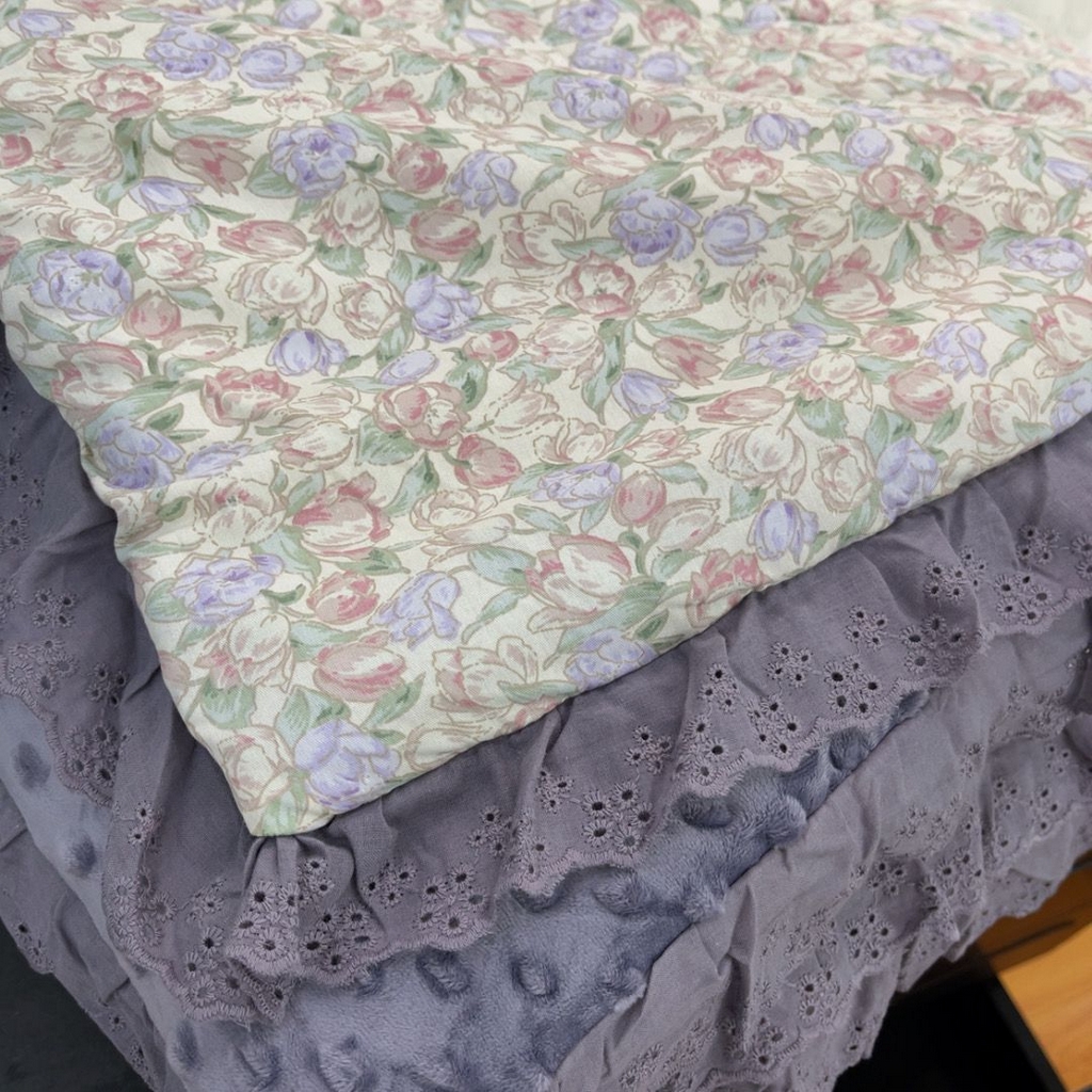 91家纺网 家纺一手货源 找家纺 暖居 2025新款纯棉豆豆被四件套5.7斤春秋被7.1斤冬被+同款砂洗棉花床盖三件套 紫郁